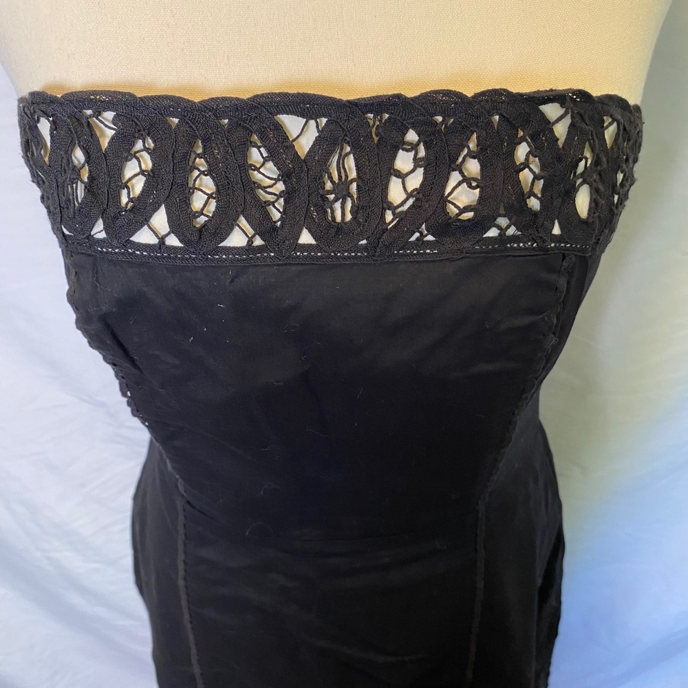 White House Black Market Strapless Dress Womens 6 Black Whimsigoth Dark Coquette - Picture 2 of 10